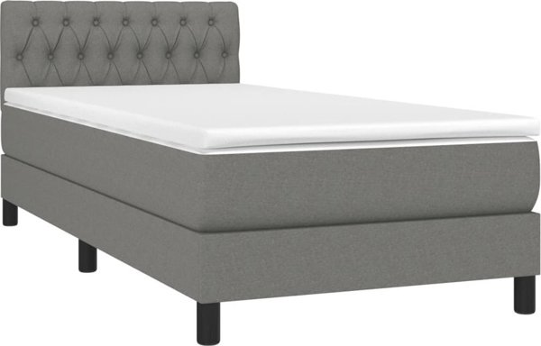 vidaXL Λοιζκο kontynentalne z materacem ciemnoszara tkanina 90x200 cm