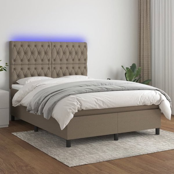 vidaXL Κρεβάτι continental με στρώμα, ταουπέ, 140x190 cm, ύφασμα