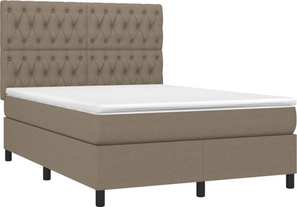 vidaXL Κρεβάτι continental με στρώμα, ταουπέ, 140x190 cm, ύφασμα