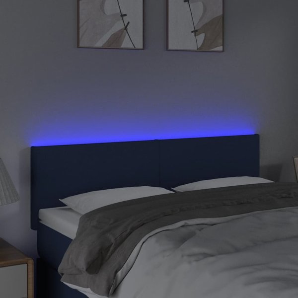 vidaXL Κεφαλάρι για κρεβάτι με LED, κρεμ, 144x5x78/88 cm, ύφασμα