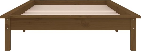 vidaXL Rama κρεβατιού με LED, μέλι καφέ, 90x190 εκ, μασίφ ξύλο