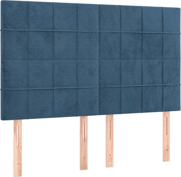 vidaXL Lozko kontynentalne z materacem i LED, niebieski aksamit 140x190cm