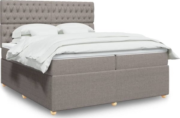 vidaXL Κρεβάτι κοντινεντάλ με στρώμα, taupe ύφασμα, 200x200 εκ