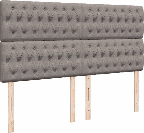 vidaXL Κρεβάτι κοντινεντάλ με στρώμα, taupe ύφασμα, 200x200 εκ