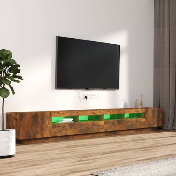 vidaXL Σετ 3 ντουλάπια TV με φωτισμό LED, καπνισμένη δρυς