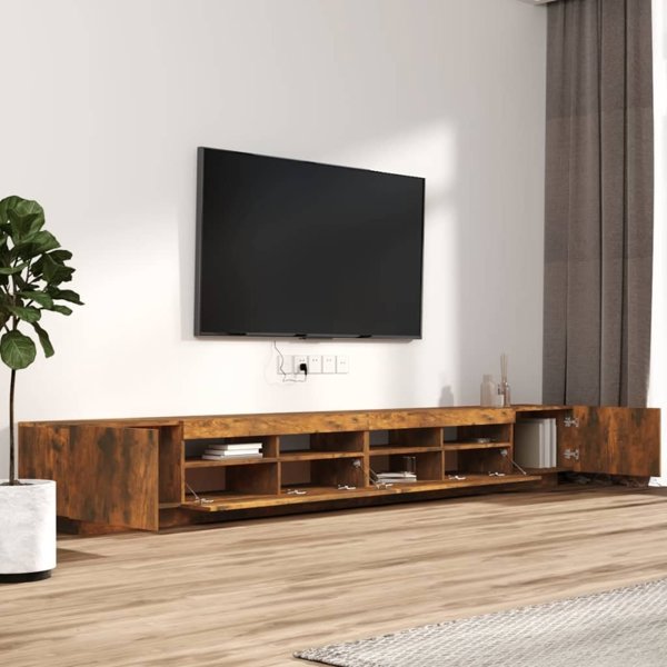 vidaXL Σετ 3 ντουλάπια TV με φωτισμό LED, καπνισμένη δρυς