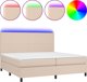 vidaXL Κρεβάτι Continental με Στρώμα και LED, cappuccino, 200x200 cm