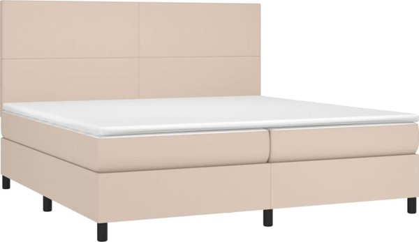 vidaXL Κρεβάτι Continental με Στρώμα και LED, cappuccino, 200x200 cm