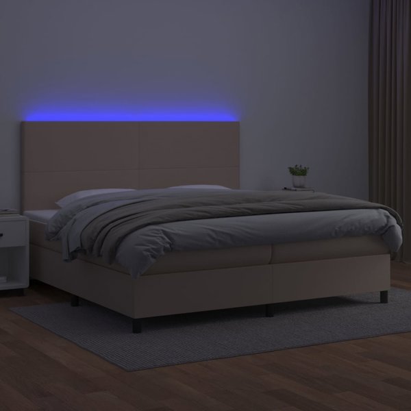 vidaXL Κρεβάτι Continental με Στρώμα και LED, cappuccino, 200x200 cm