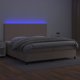 vidaXL Κρεβάτι Continental με Στρώμα και LED, cappuccino, 200x200 cm