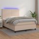 vidaXL Κρεβάτι Κοντινεντάλ με Στρώμα και LED, Cappuccino, 140x190 cm