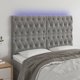 vidaXL Zaglowek do lozkou me LED, fosforysmenos gkri, 160x7x118/128 cm, aksamit