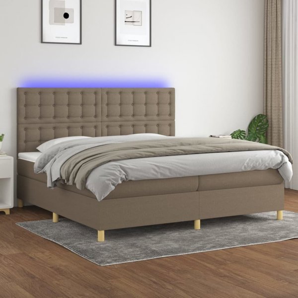 vidaXL Lozko kontynentalne z materacem taupe 200x200 cm tkanina