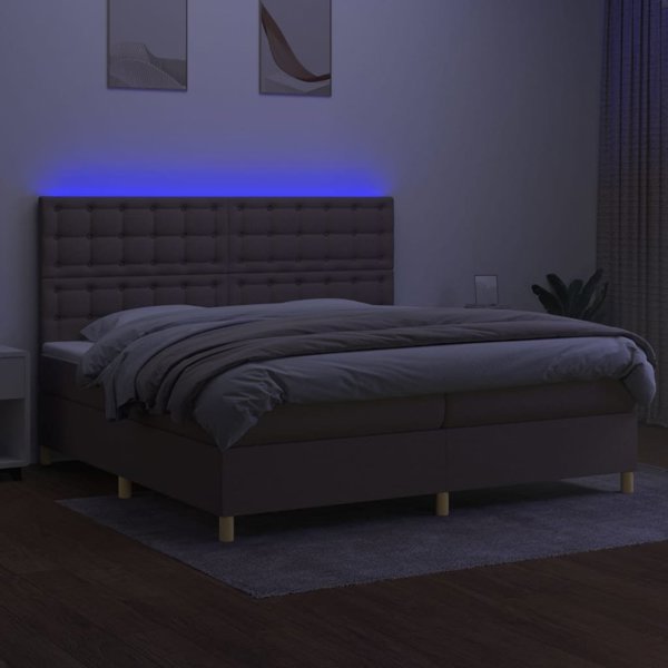 vidaXL Lozko kontynentalne z materacem taupe 200x200 cm tkanina