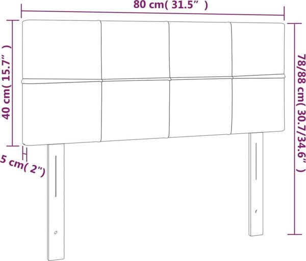 vidaXL Zaglowek do lozka z LED, ciemnoszary, 80x5x78/88 cm, tkanina