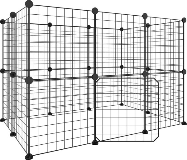 vidaXL Κλουβί για Ζώα με Πύλη, 20 πάνελ, Μαύρο, 35x35 cm, Ατσάλι