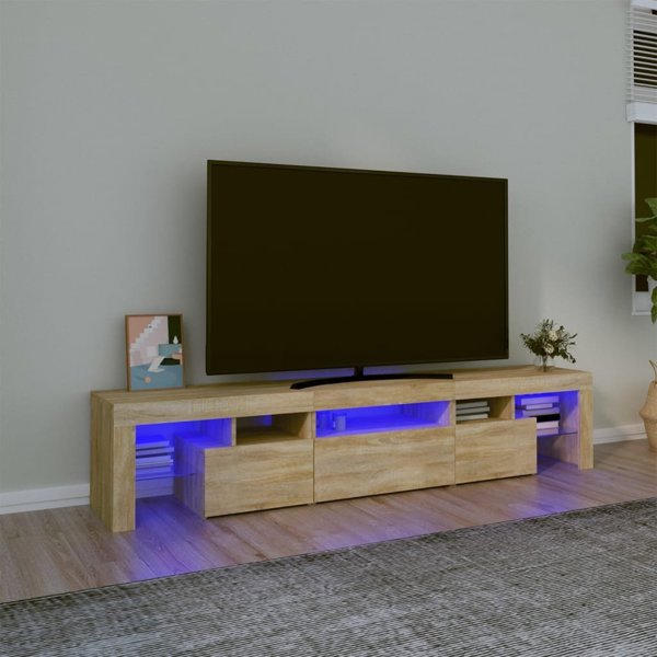 vidaXL Έπιπλο TV με φωτισμό LED, δρυς σονόμα 200x36,5x40 εκ.