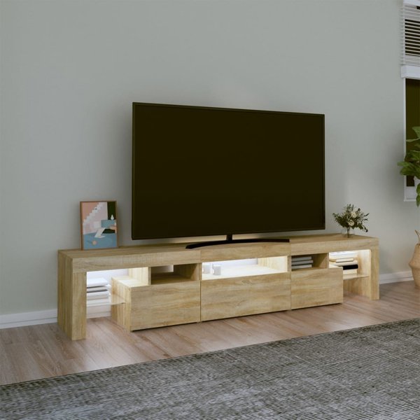 vidaXL Έπιπλο TV με φωτισμό LED, δρυς σονόμα 200x36,5x40 εκ.