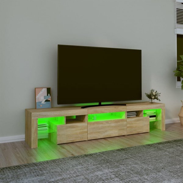 vidaXL Έπιπλο TV με φωτισμό LED, δρυς σονόμα 200x36,5x40 εκ.