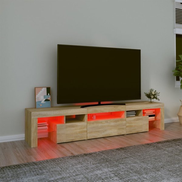 vidaXL Έπιπλο TV με φωτισμό LED, δρυς σονόμα 200x36,5x40 εκ.
