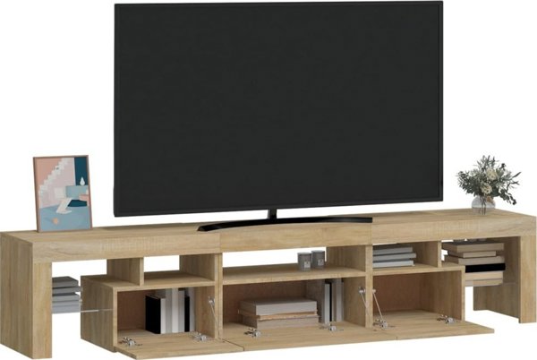 vidaXL Έπιπλο TV με φωτισμό LED, δρυς σονόμα 200x36,5x40 εκ.