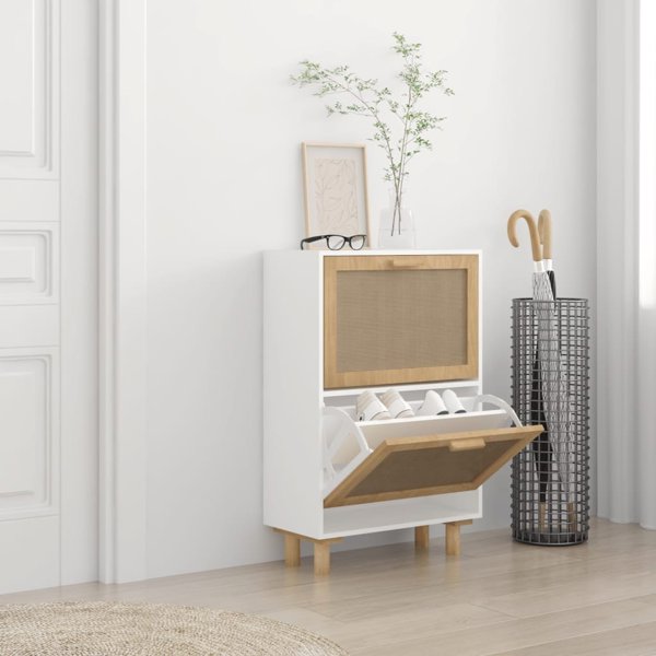 vidaXL Ντουλάπι παπουτσιών, λευκό, 52x25x80 cm, υλικό ξύλου στερεάς ξύλου
