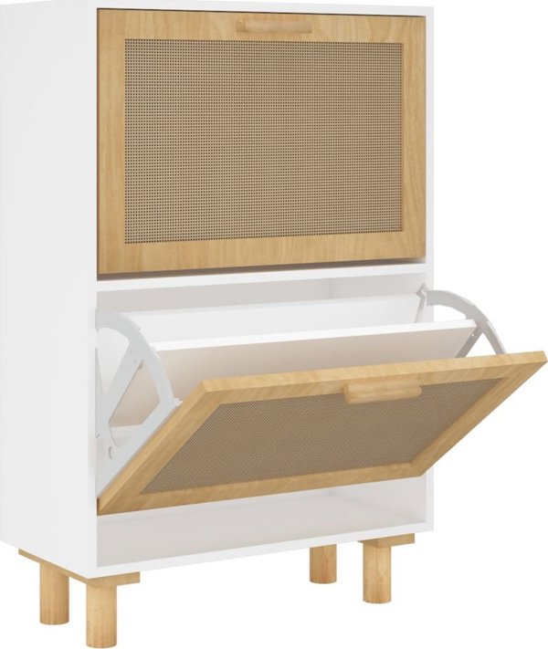 vidaXL Ντουλάπι παπουτσιών, λευκό, 52x25x80 cm, υλικό ξύλου στερεάς ξύλου