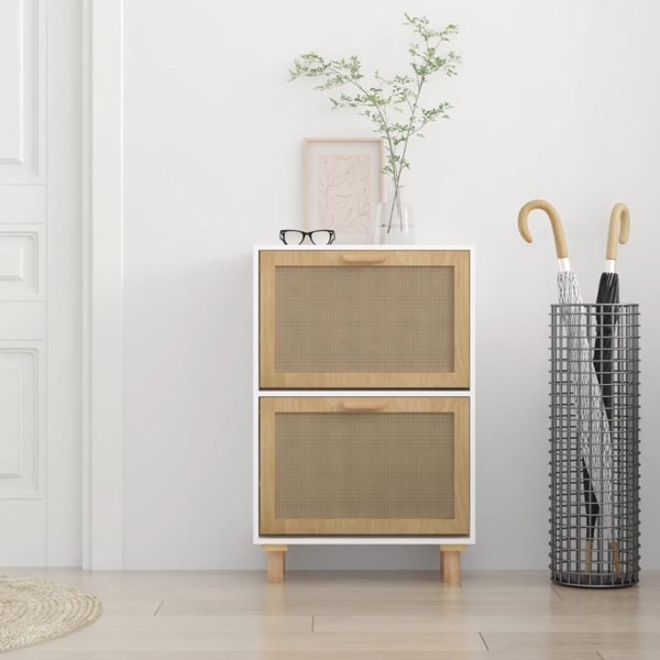 vidaXL Ντουλάπι παπουτσιών, λευκό, 52x25x80 cm, υλικό ξύλου στερεάς ξύλου