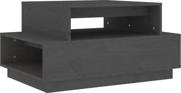 vidaXL Stolik kawowy, szary, 80x55x40,5 cm, lite drewno sosnowe