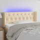 vidaXL Zaglowek do lozka z LED, kremowy, 103x16x78/88 cm, tkanina
