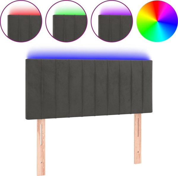 vidaXL Κεφαλάρι κρεβατιού με LED, σκούρο γκρι, 80x5x78/88 cm, βελούδο
