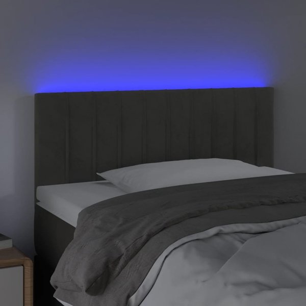 vidaXL Κεφαλάρι κρεβατιού με LED, σκούρο γκρι, 80x5x78/88 cm, βελούδο