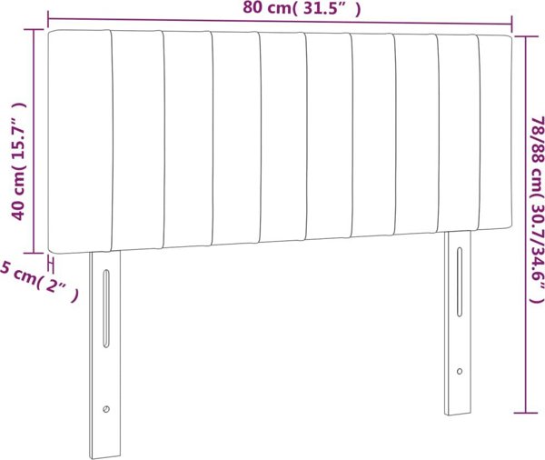 vidaXL Κεφαλάρι κρεβατιού με LED, σκούρο γκρι, 80x5x78/88 cm, βελούδο
