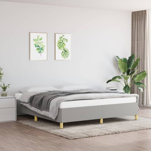 vidaXL Υφασμάτινο Κρεβάτι Kontynentalne, Ανοιχτό Γκρι, 180x200 εκ