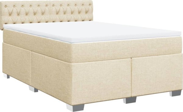 vidaXL Κρεβάτι Continental με στρώμα, κρεμ, ύφασμα, 140x190 εκ