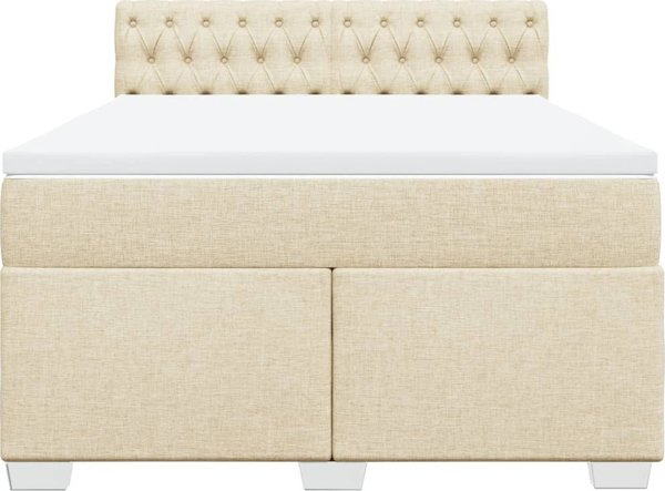 vidaXL Κρεβάτι Continental με στρώμα, κρεμ, ύφασμα, 140x190 εκ