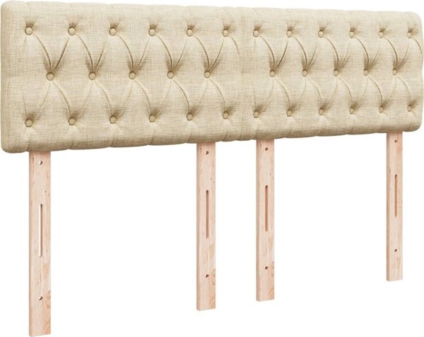 vidaXL Κρεβάτι Continental με στρώμα, κρεμ, ύφασμα, 140x190 εκ