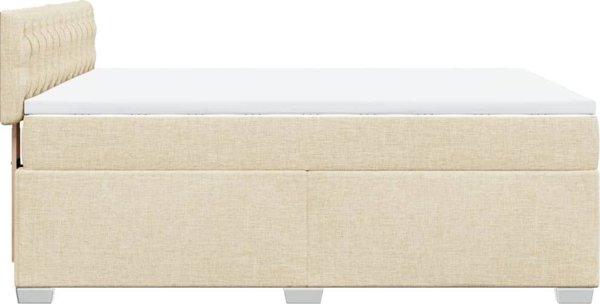 vidaXL Κρεβάτι Continental με στρώμα, κρεμ, ύφασμα, 140x190 εκ