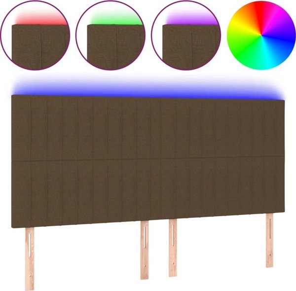 vidaXL Κεφαλάρι κρεβατιού με LED σκούρο καφέ 180x5x118/128 cm ύφασμα