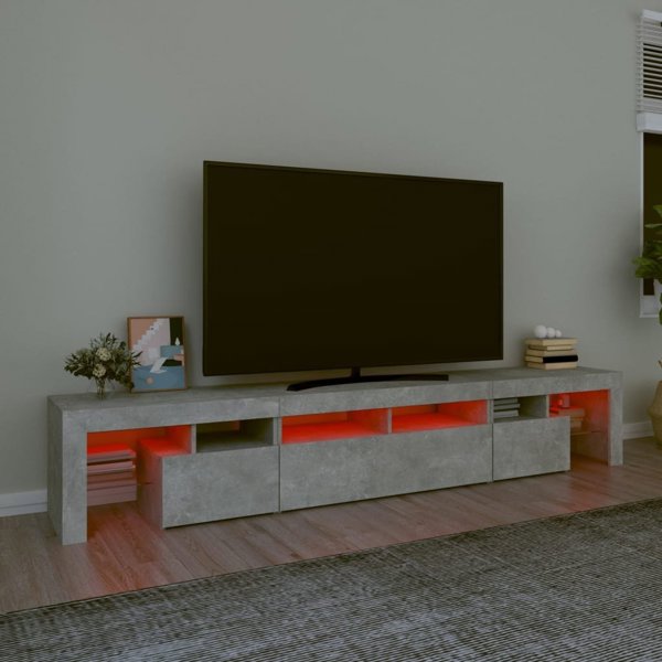 vidaXL Ντουλάπι για τηλεόραση με LED φωτισμό γκρι σκυροδέματος 230x36,5x40 cm