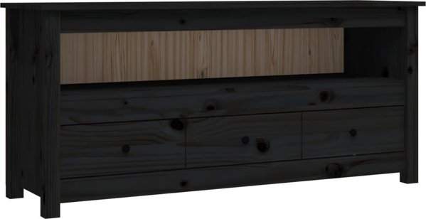 vidaXL vidaXL Szafka pod TV, czarna, 114x35x52 cm, lite drewno sosnowe