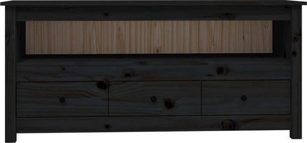 vidaXL vidaXL Szafka pod TV, czarna, 114x35x52 cm, lite drewno sosnowe