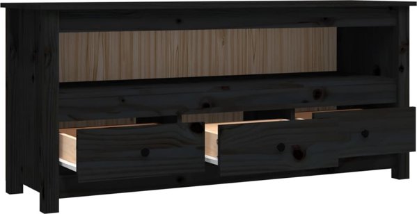 vidaXL vidaXL Szafka pod TV, czarna, 114x35x52 cm, lite drewno sosnowe