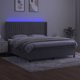 vidaXL Κοντινεντάλ κρεβάτι με στρώμα και LED γκρι 160x200 cm βελούδο