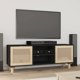 vidaXL vidaXL Stolik pod TV, czarny, 105x30x40 cm, drewno sosnowe i rattan