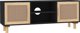 vidaXL vidaXL Stolik pod TV, czarny, 105x30x40 cm, drewno sosnowe i rattan