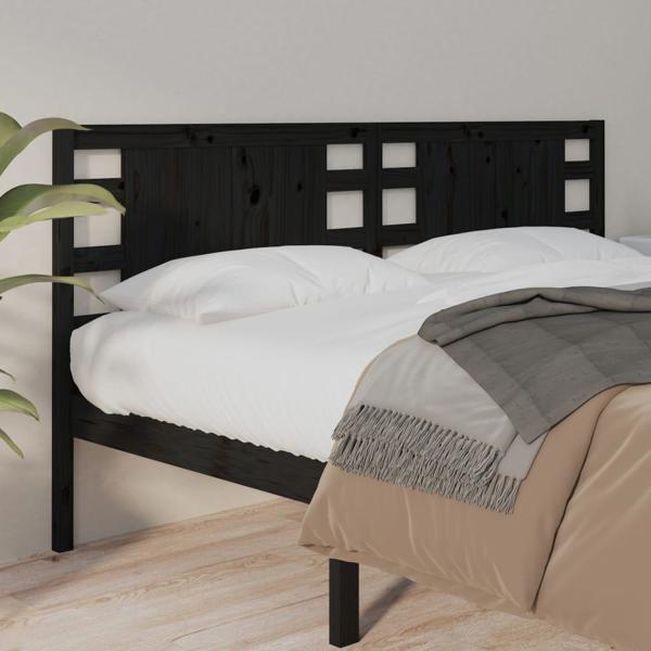 vidaXL Ταμπλάς κρεβατιού, μαύρο, 166x4x100 εκ., μασίφ πεύκο