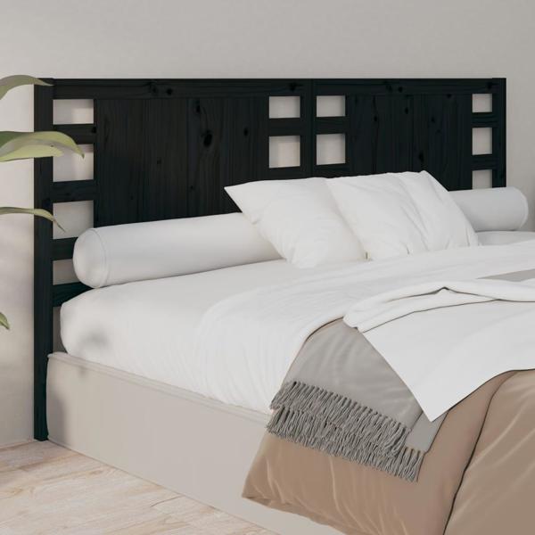 vidaXL Ταμπλάς κρεβατιού, μαύρο, 166x4x100 εκ., μασίφ πεύκο