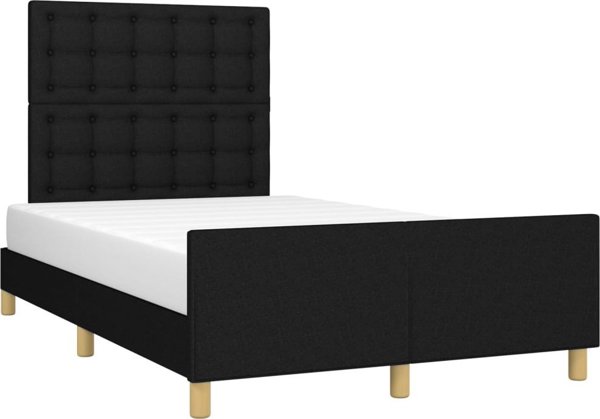 vidaXL Rama κρεβατιού με κεφαλάρι, μαύρη, 120x200 cm, επενδεδυμένη με ύφασμα