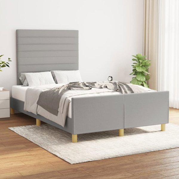 vidaXL Κρεβάτι με προσκέφαλο, ανοιχτό γκρι, 120x200 cm, ύφασμα